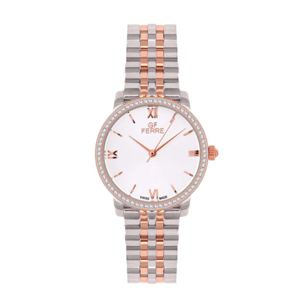 Picture of GF Ferre Women's Silver Dial Two-Tone Rose Gold Zircon Watch GFTR1344LZ