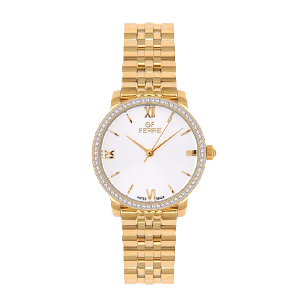 Picture of GF Ferre Women's Silver Dial Gold Plated Zircon Watch GFGP1344LZ