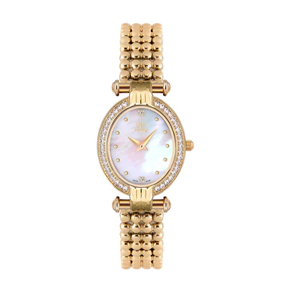 Picture of GF Ferre Women's Mother of Pearl Dial Gold Plated Zircon Watch GFGP2002LZ