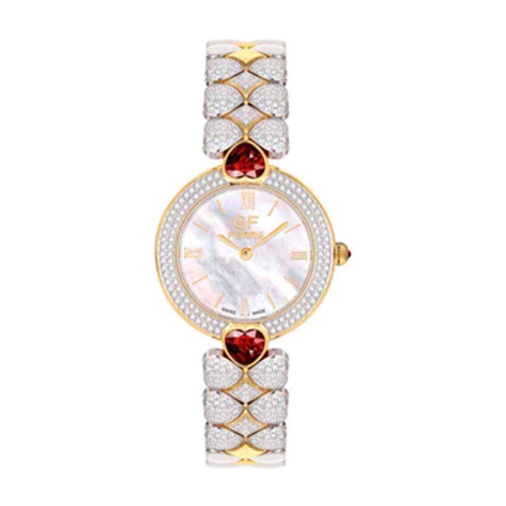 Picture of GF Ferre Women's Mother of Pearl Dial Gold Plated Zircon Watch GFGP7800LZ