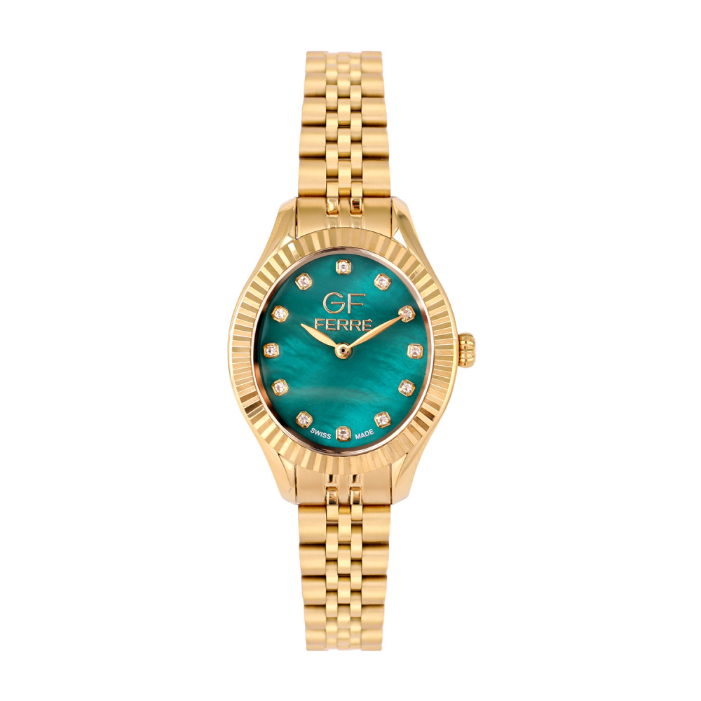 Picture of GF Ferre Women's Green Dial Gold Plated Zircon Watch GFGPN8063LZ