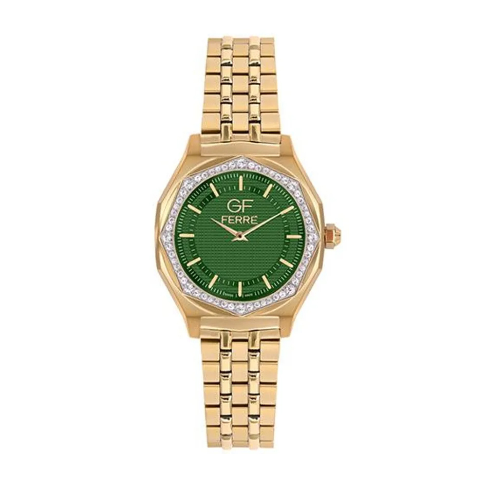 Picture of GF Ferre Women's Green Dial Gold Plated Zircon Watch GFGPGN8064LZ