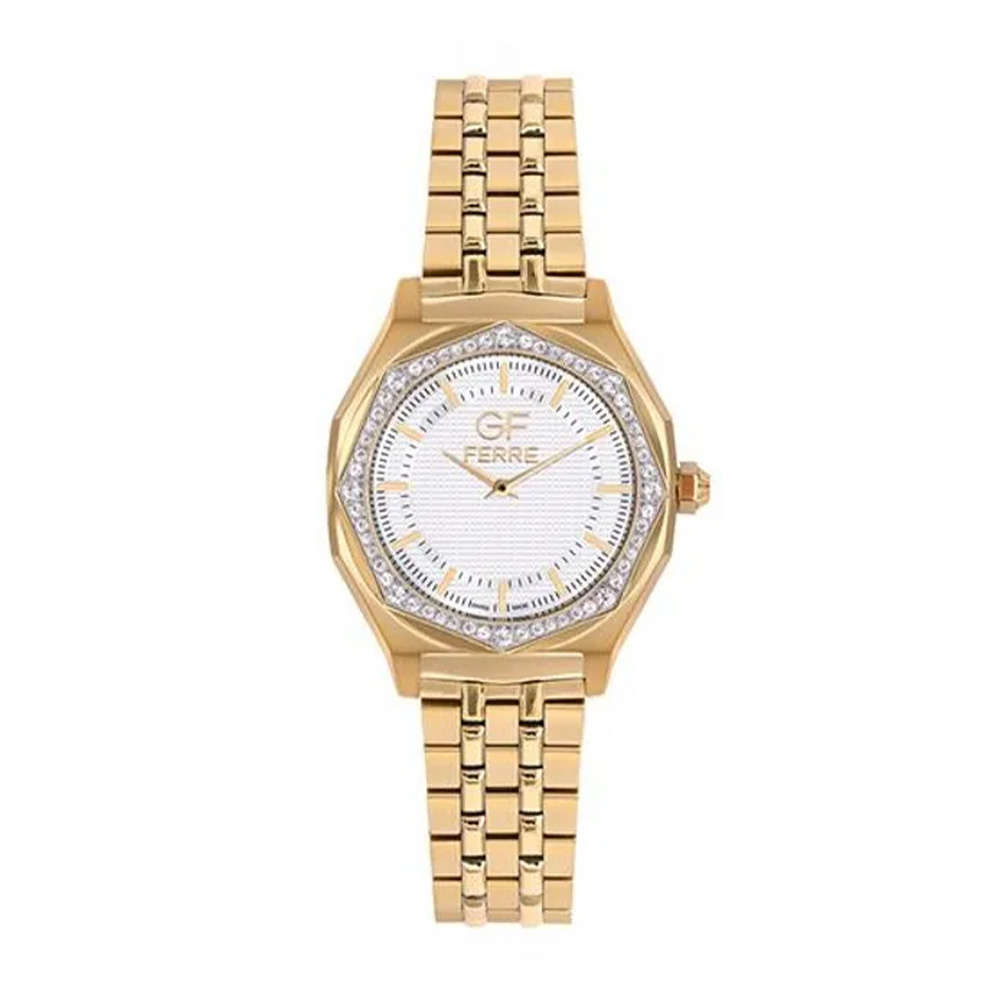 Picture of GF Ferre Women's White Dial Gold Plated Zircon Watch GFGP8064LZ