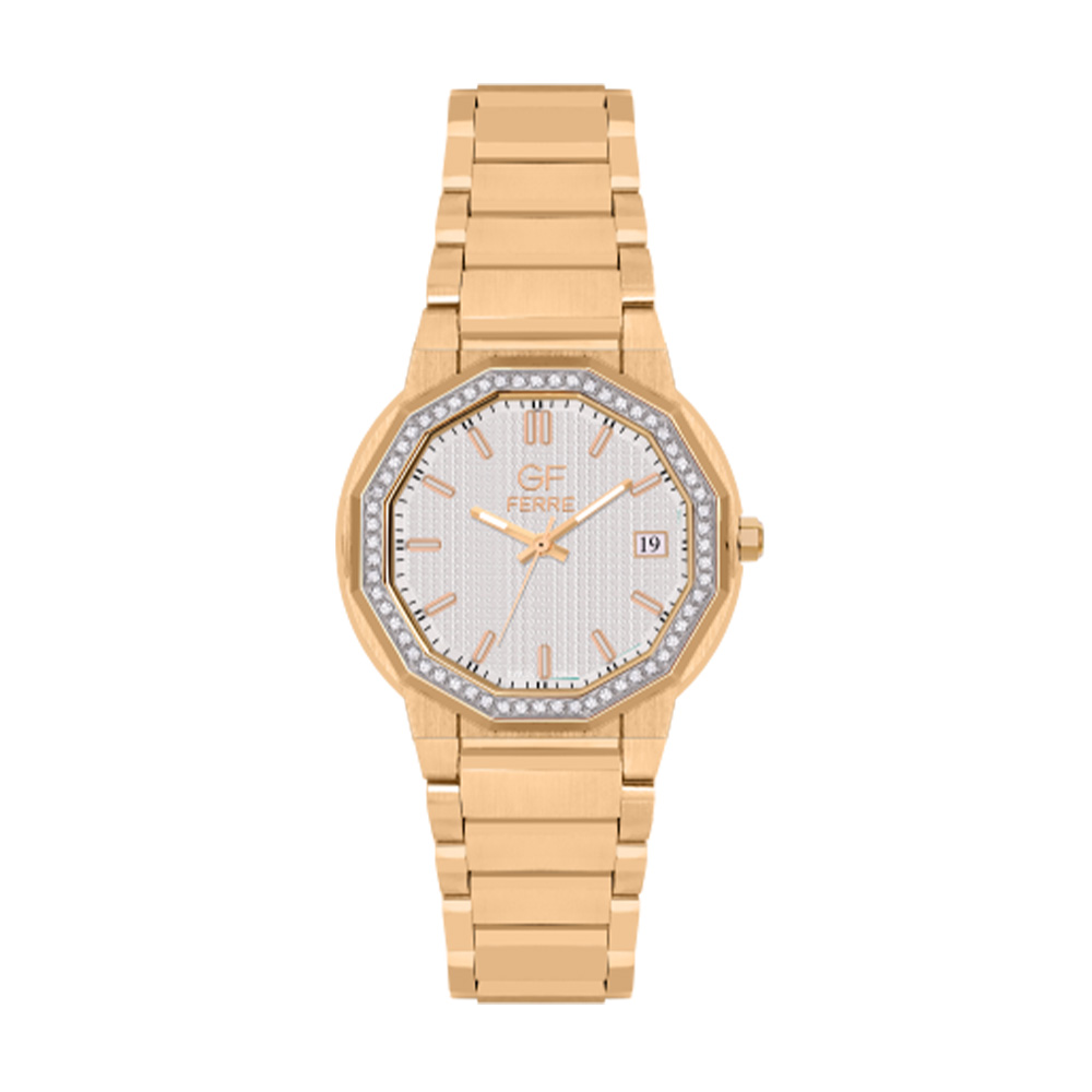 Picture of GF Ferre Women's White Dial Gold Plated Zircon Watch GFGP8065LZ
