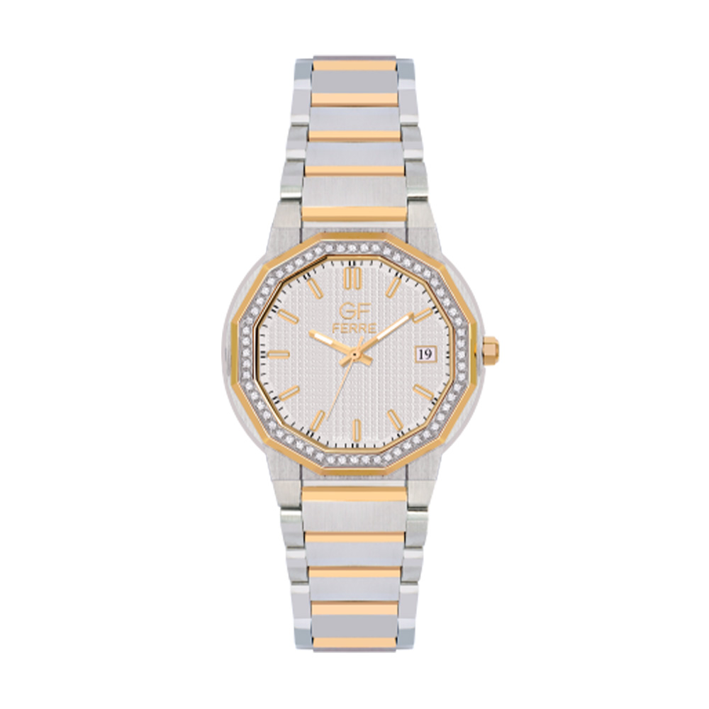 Picture of GF Ferre Women's White Dial Two-Tone Zircon Watch GFTG8065LZ