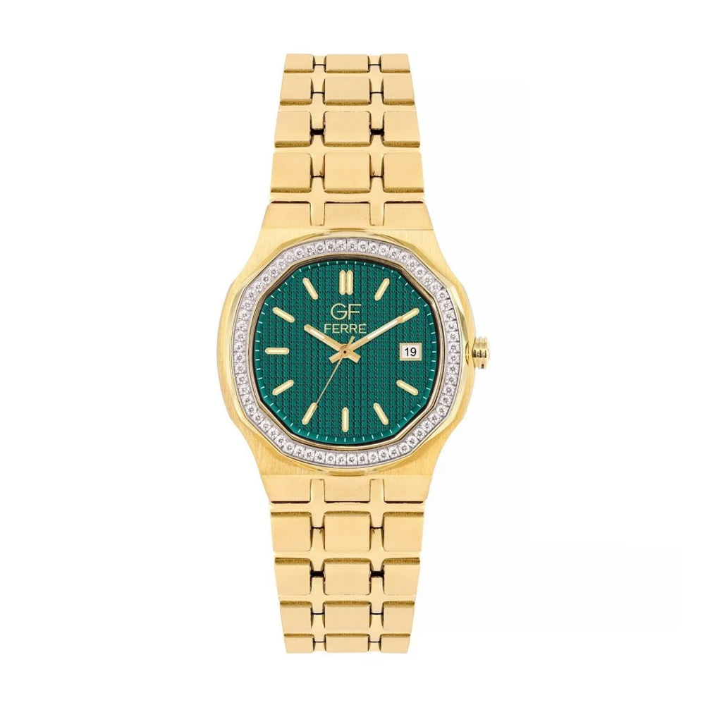 Picture of GF Ferre Women's Green Dial Gold Plated Zircon Watch GFGPN8067LZ