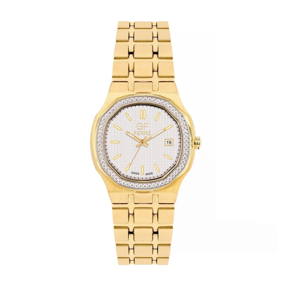 Picture of GF Ferre Women's White Dial Gold Plated Zircon Watch GFGP8067LZ