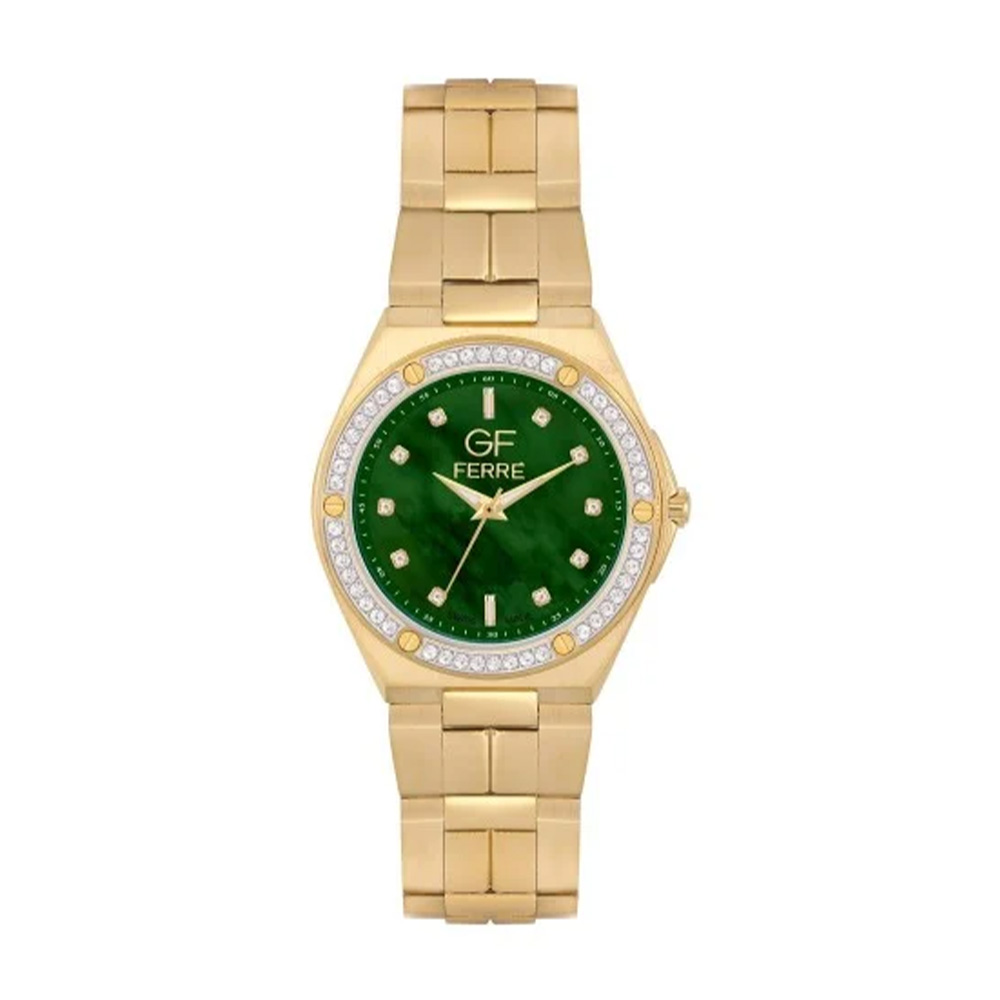 Picture of GF Ferre Women's Green Dial Gold Plated Zircon Watch GFGPN8070LEZ