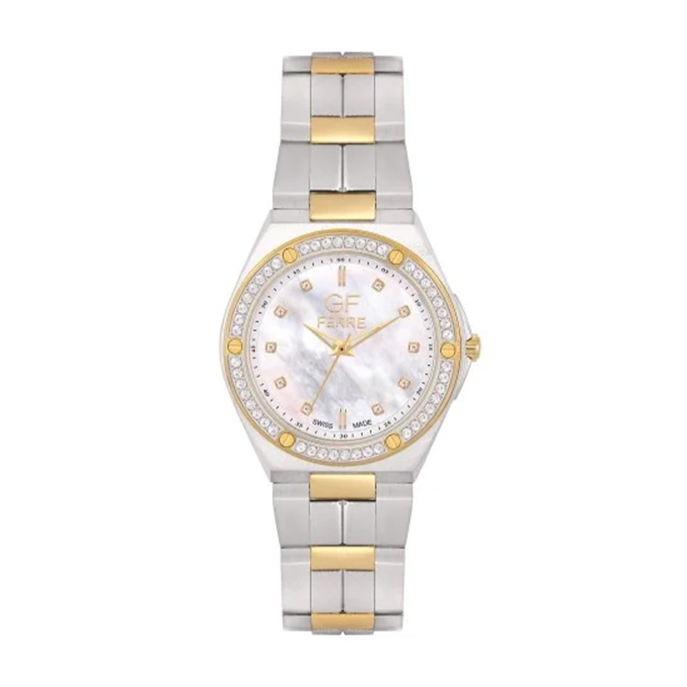 Picture of GF Ferre Women's White Dial Two-Tone Zircon Watch GFTG8070LEZ