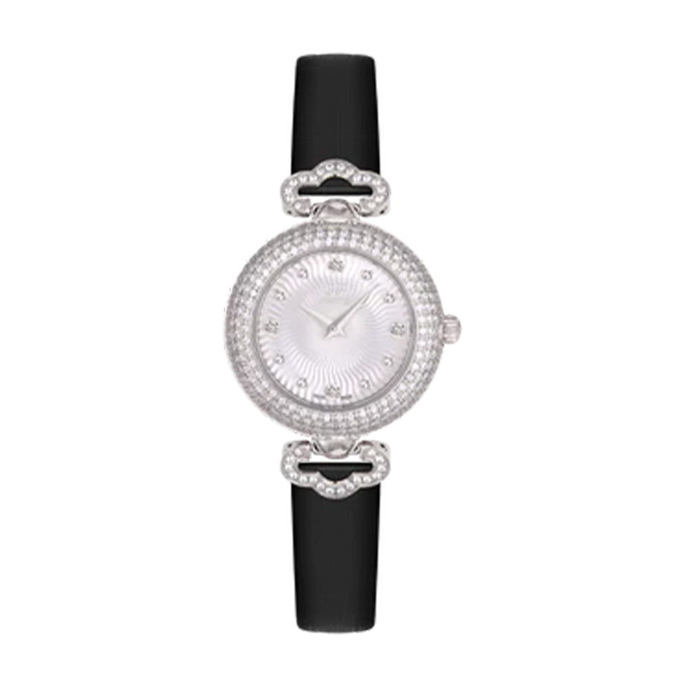 Picture of GF Ferre Women's Mother of Pearl Dial Silver Watch Black Leather Strap GFSS899LZ