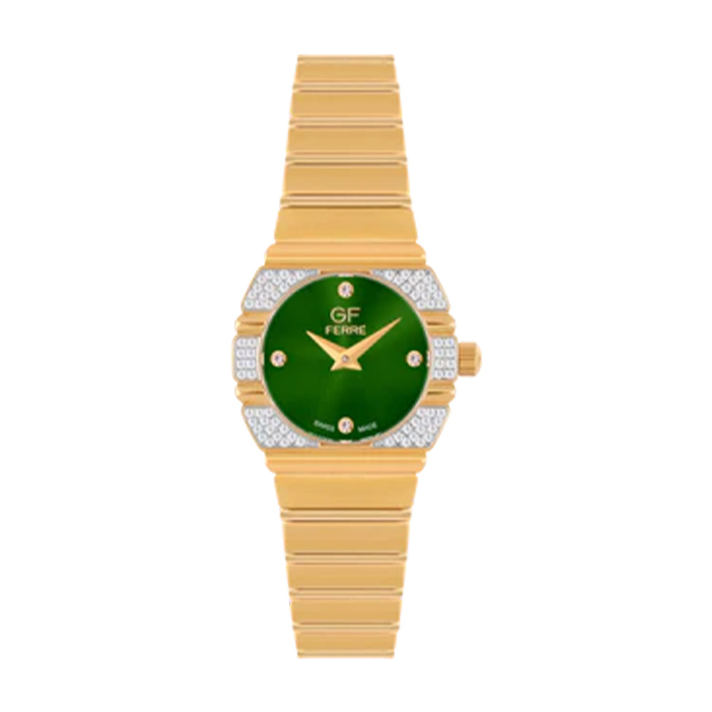 Picture of GF Ferre Women's Green Dial Gold Plated Zircon Watch GFGPN170036LZ