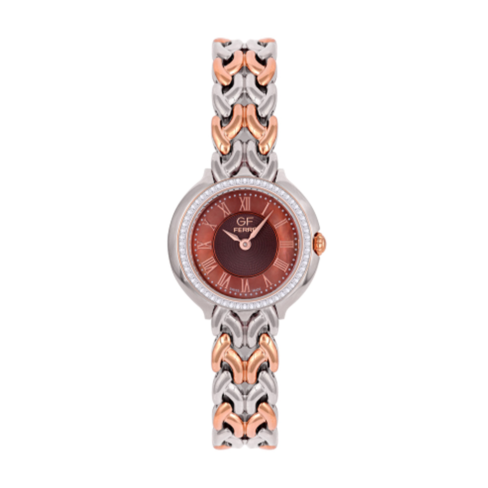 Picture of GF Ferre Women's Brown Dial Two-Tone Rose Gold Zircon Watch GFTRBR170088LZ