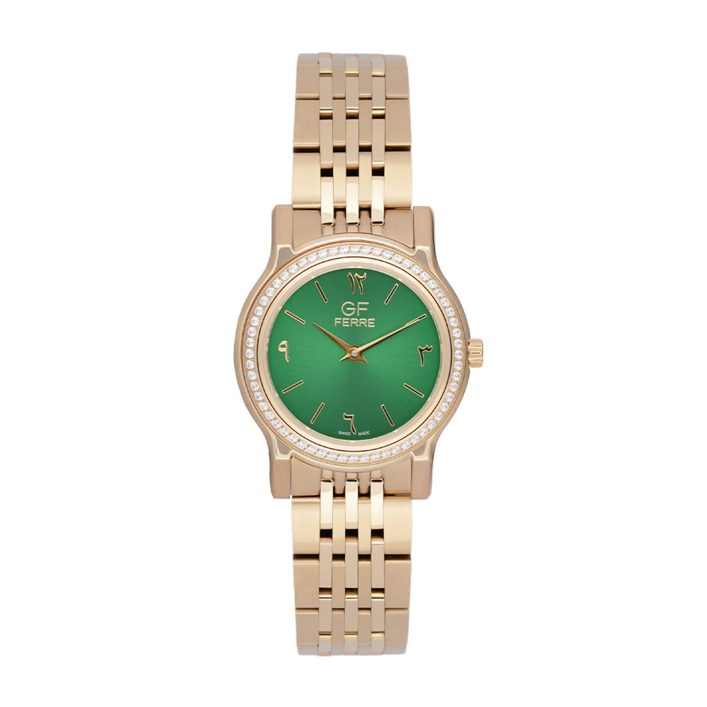 Picture of GF Ferre Women's Green Dial Gold Plated Zircon Watch GFGPGN29614LZ