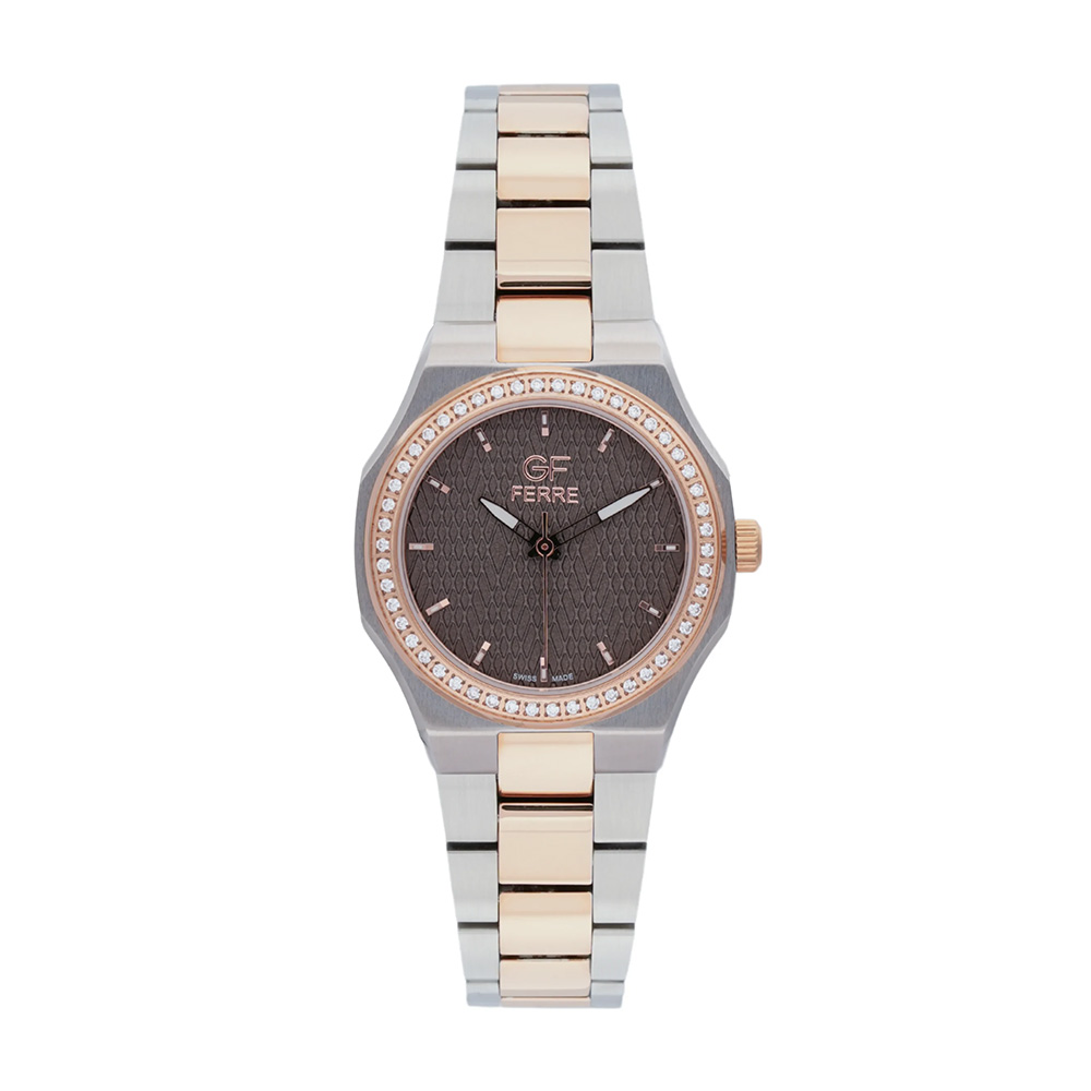 Picture of GF Ferre Women's Grey Dial Two-Tone Rose Gold Zircon Watch GFTTRG6015L