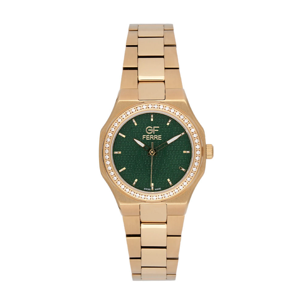 Picture of GF Ferre Women's Green Dial Gold Plated Zircon Watch GFGPGN6015L