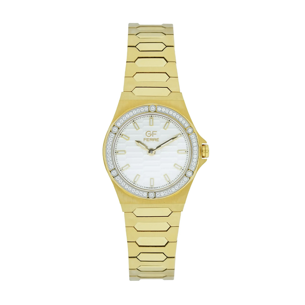 Picture of GF Ferre Women's White Dial Gold Plated Zircon Watch GFGP170181LZ